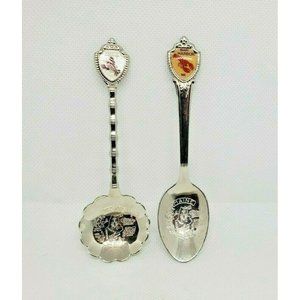 Lot Of 2 Bar Harbor Maine Lobster Embossed Graphic Silver Mini Spoon Collectible
